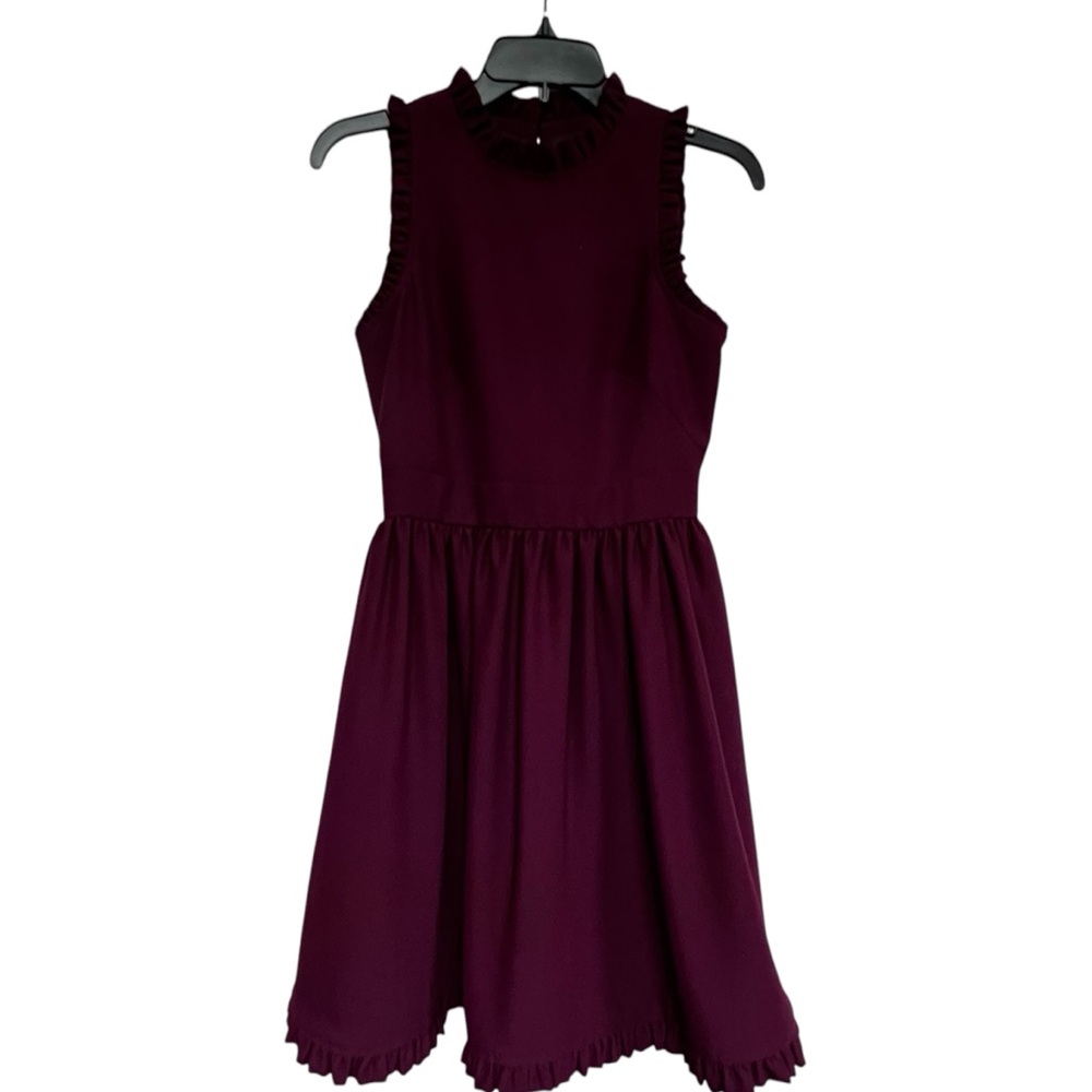 Kate Spade New York Ma Cherie Fit & Flare Dress Keyhole Crew Ruffle Size…